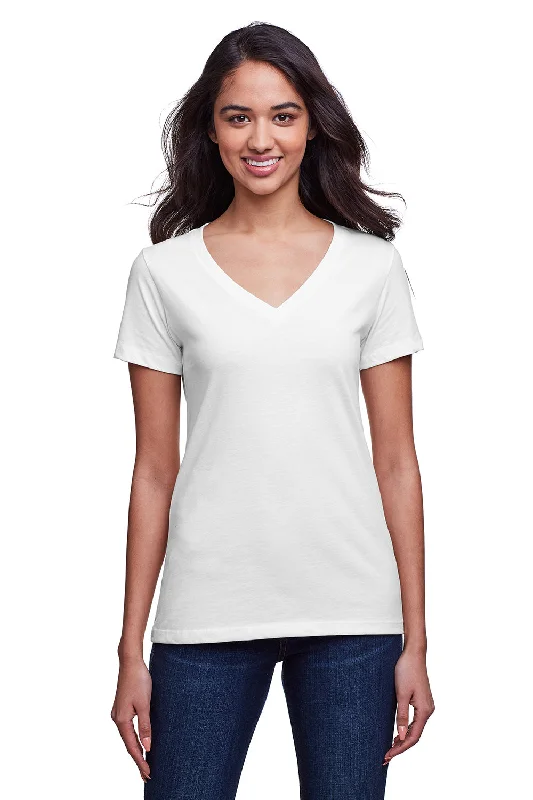 Next Level Womens Eco Performance Moisture Wicking Short Sleeve V-Neck T-Shirt - White - Closeout Chenille Blend Fleece Blend Nylon Blend