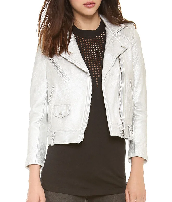 Arrow S5E21 Thea Queen Silver Jacket Satin Jacket Silk Jacket Chiffon Jacket