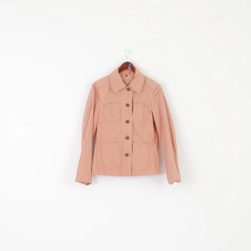 Avitano Women 40 M Jacket Pink Shiny Cotton Metal Multi Pocket Soft Lightweight Top Trench Coat Raincoat Waterproof Jacket Avitano Women 40 M Jacket Pink Shiny Cotton Metal Multi Pocket Soft Lightweight Top Trench Coat Raincoat Waterproof Jacket