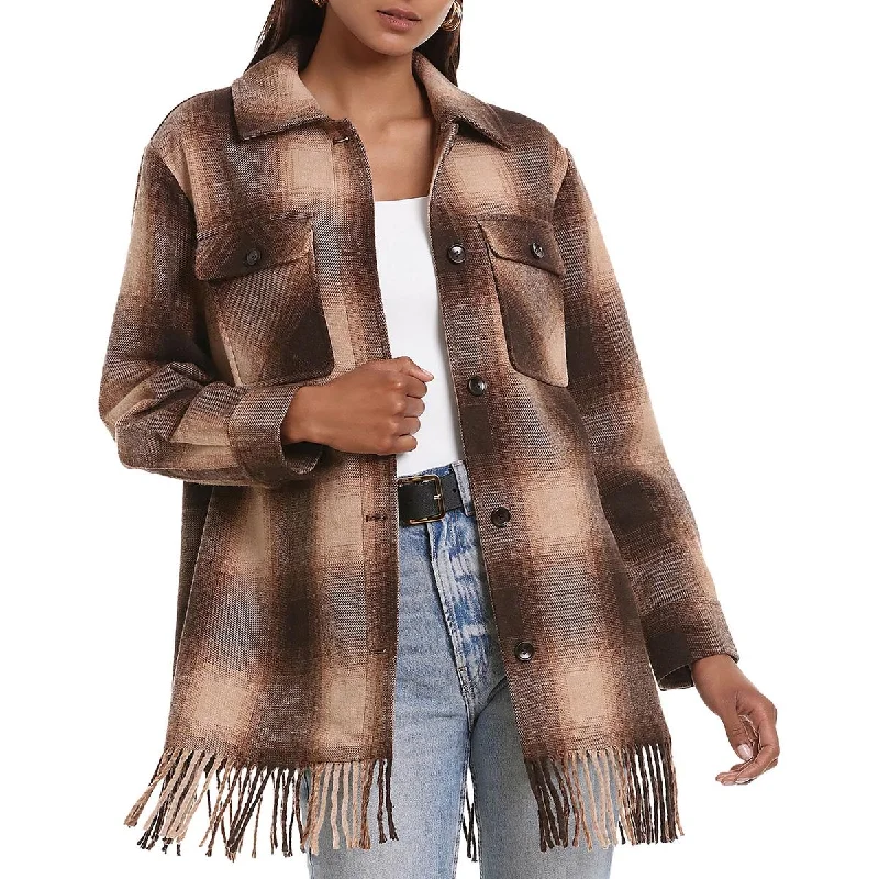 Bagatelle Womens Plaid Fringe Shirt Jacket Herringbone Jacket Houndstooth Jacket Plaid Jacket Bagatelle Womens Plaid Fringe Shirt Jacket Herringbone Jacket Houndstooth Jacket Plaid Jacket
