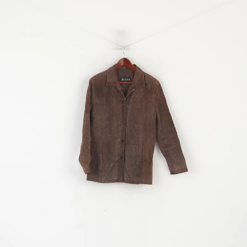 Joie de Vivre Women 16 L Jacket Brown Suede Leather Vintage Western Buttoned Top Wool Fabric Cashmere Fabric Tweed Fabric Joie de Vivre Women 16 L Jacket Brown Suede Leather Vintage Western Buttoned Top Wool Fabric Cashmere Fabric Tweed Fabric