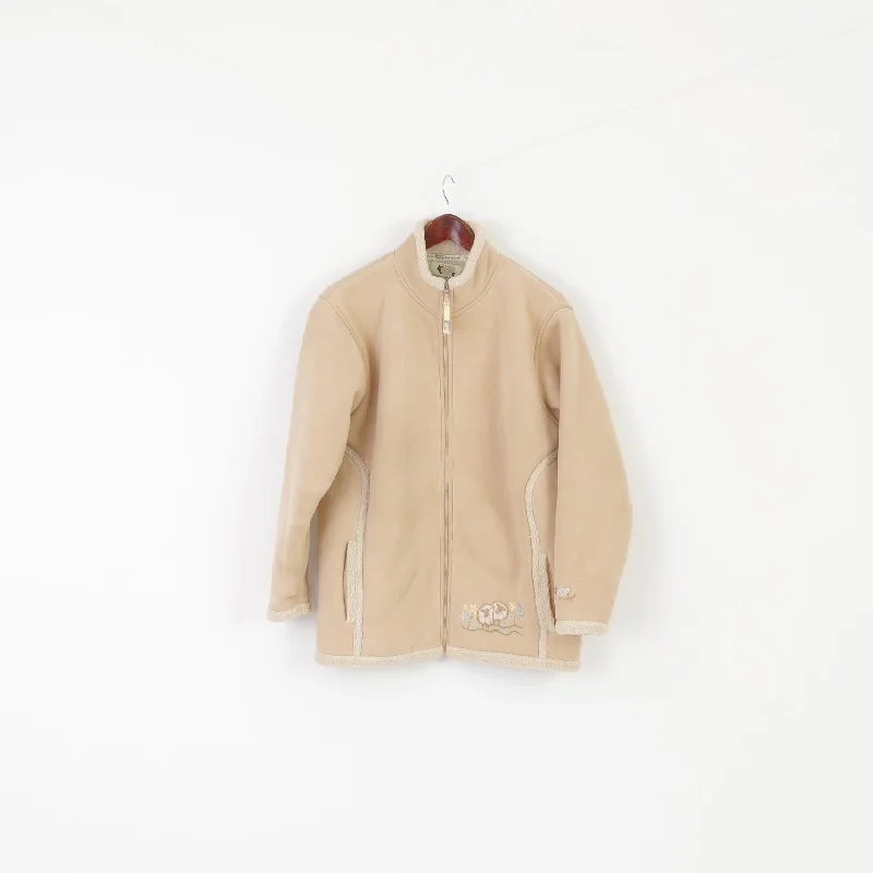 Clever Shepherd Women M Jacket Beige Faux Zip Up Sheep Applique Warm Top Elasticated Jacket Padded Jacket Insulated Jacket Clever Shepherd Women M Jacket Beige Faux Zip Up Sheep Applique Warm Top Elasticated Jacket Padded Jacket Insulated Jacket