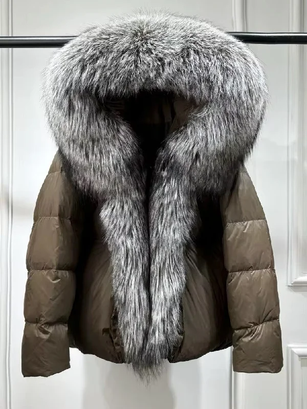 Elegant Women's Plus Size Duck Down Jacket with Real Fur Rayon Jacket Velvet Jacket Corduroy Jacket Elegant Women's Plus Size Duck Down Jacket with Real Fur Rayon Jacket Velvet Jacket Corduroy Jacket