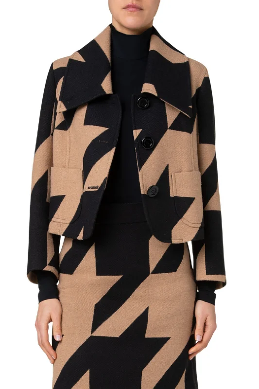 Houndstooth Jacquard Jacket Knit Jacket Woven Jacket Fleece Jacket