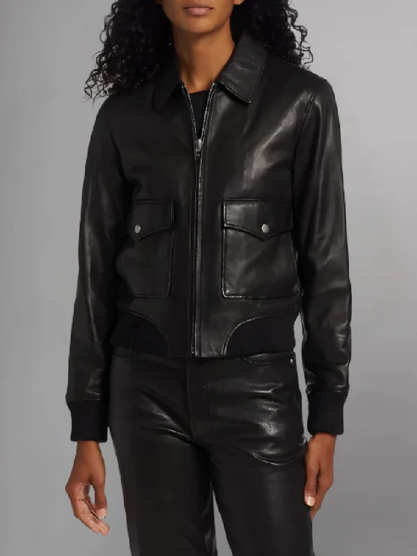 Icon Andrea Black Leather Jacket Denim Fabric Leather Fabric Suede Fabric