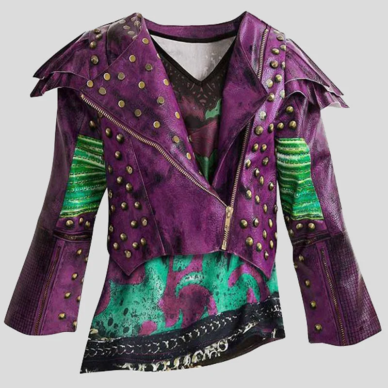Mal Descendants 2 Studded Leather Jacket Print Jacket Jacquard Jacket Patchwork Jacket Mal Descendants 2 Studded Leather Jacket Print Jacket Jacquard Jacket Patchwork Jacket