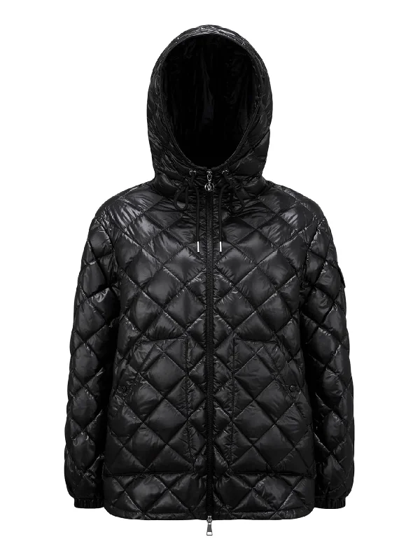 LIGHTWEIGHT JACKET WITH HOOD AND PADDING A-Line Jacket Boat Neck Shawl Collar