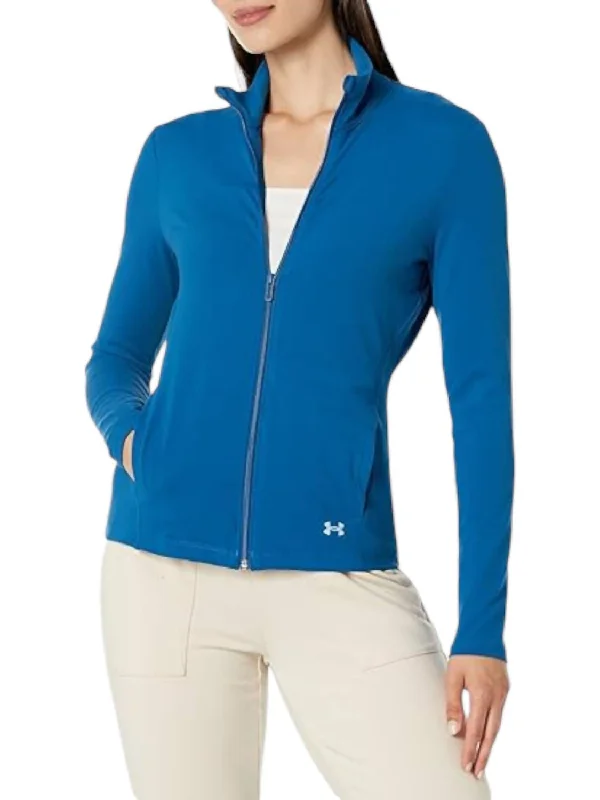 Motion Jacket In Varsity Blue/blizzard Satin Fabric Silk Fabric Chiffon Fabric