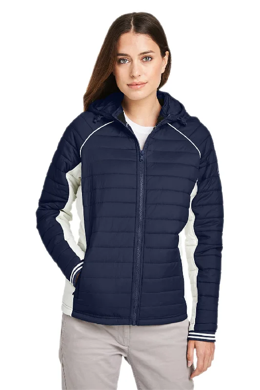 Nautica Womens Nautical Mile Wind & Water Resistant Packable Full Zip Hooded Puffer Jacket - Night Navy Blue/Antique White Bomber Jacket Anorak Windbreaker Nautica Womens Nautical Mile Wind & Water Resistant Packable Full Zip Hooded Puffer Jacket - Night Navy Blue/Antique White Bomber Jacket Anorak Windbreaker