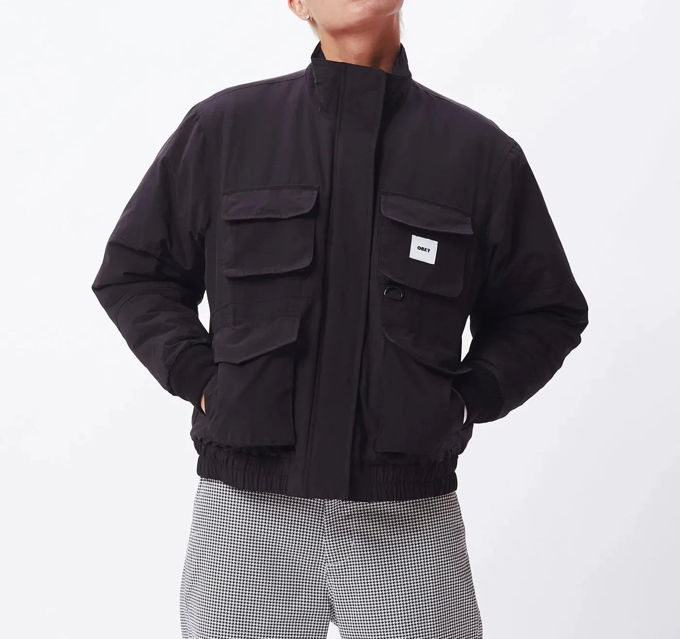 Obey Lily Jacket Black One-Shoulder Jacket Off-the-Shoulder Jacket Asymmetrical Jacket Obey Lily Jacket Black One-Shoulder Jacket Off-the-Shoulder Jacket Asymmetrical Jacket