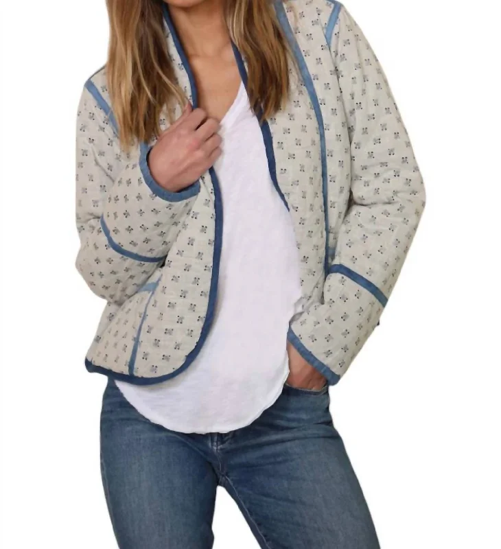 Reversible Gracie Jacket In Denim/natural Zippered Jacket Buttoned Jacket Snapped Jacket Reversible Gracie Jacket In Denim/natural Zippered Jacket Buttoned Jacket Snapped Jacket
