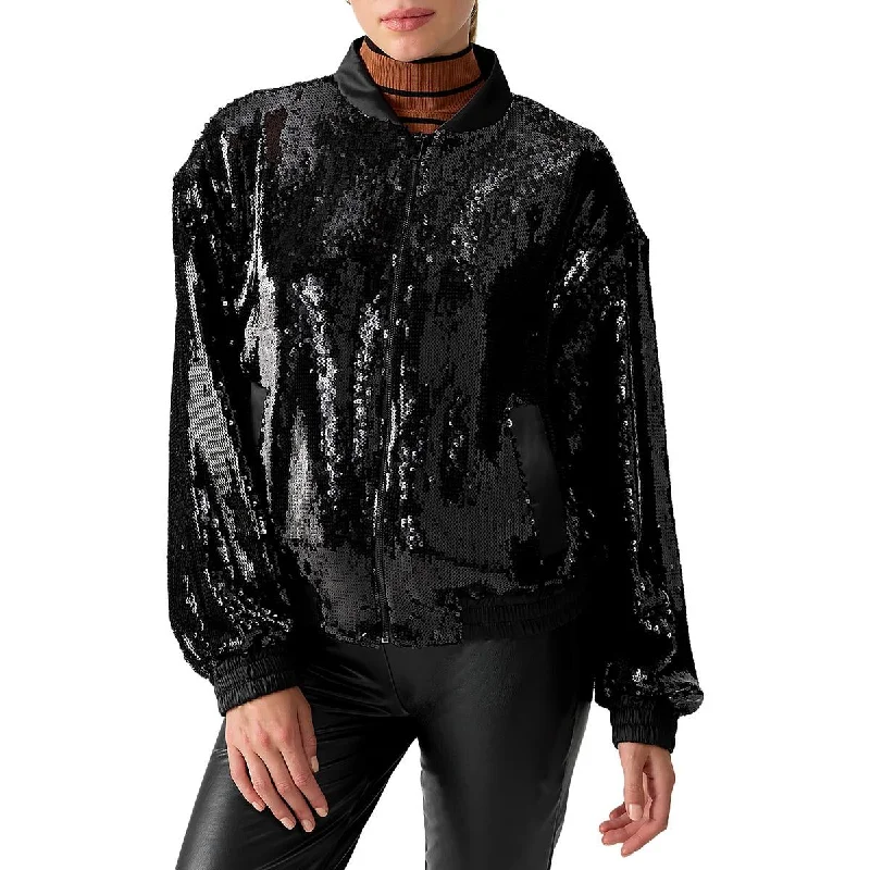 Sanctuary Womens Sloan Sequined Lightweight Bomber Jacket Satin Jacket Silk Jacket Chiffon Jacket Sanctuary Womens Sloan Sequined Lightweight Bomber Jacket Satin Jacket Silk Jacket Chiffon Jacket