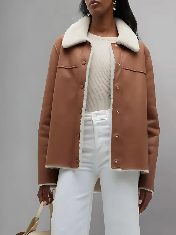 Shawl Collar Nappa Shearling Jacket Mesh Jacket Canvas Jacket Denim Jacket