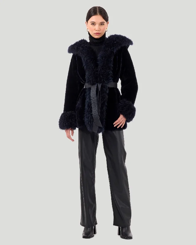Shearling Lamb Reversible Jacket with Select Select Cashmere Goat Details Hooded Jacket Caped Jacket Shawl Collar Jacket Shearling Lamb Reversible Jacket with Select Select Cashmere Goat Details Hooded Jacket Caped Jacket Shawl Collar Jacket