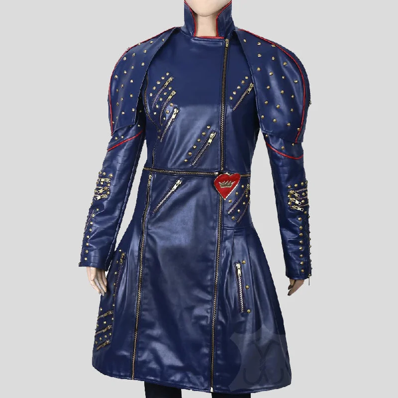 Sofia Carson Descendants 2 Evie Studded Leather Jacket Zippered Jacket Buttoned Jacket Snapped Jacket
