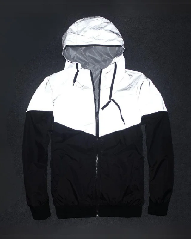 Techwear Color Block Reflective Jacket Welt Pockets Slit Pockets Flap Pockets