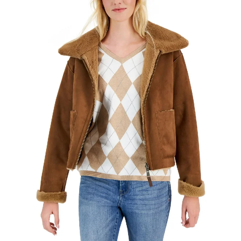 Tommy Hilfiger Womens Faux Suede Reversible Motorcycle Jacket Belted Jacket Elasticated Jacket Padded Jacket Tommy Hilfiger Womens Faux Suede Reversible Motorcycle Jacket Belted Jacket Elasticated Jacket Padded Jacket