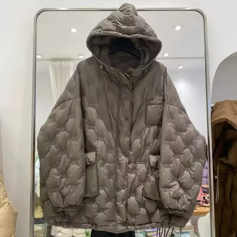 Ultimate Warmth: Women's Plus Size Hooded Duck Down Jacket Tiered Jacket Buttoned Jacket Zippered Jacket Ultimate Warmth: Women's Plus Size Hooded Duck Down Jacket Tiered Jacket Buttoned Jacket Zippered Jacket