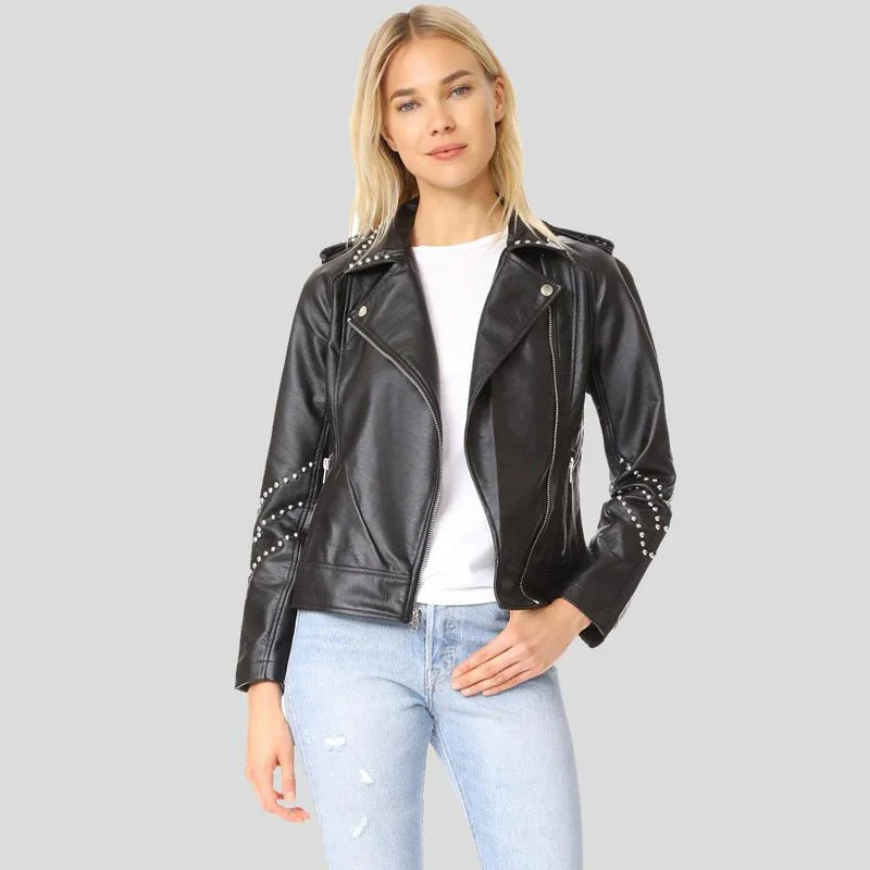 Women’s Studded Leather Motorcycle Jacket