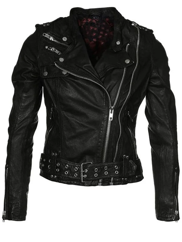 Womens Waxed Sheepskin Leather Biker Jacket Black Ribbed Jacket Pleated Jacket Ruffled Jacket Womens Waxed Sheepskin Leather Biker Jacket Black Ribbed Jacket Pleated Jacket Ruffled Jacket