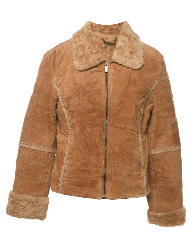 Zip Front Suede Jacket - M Wool Jacket Cashmere Jacket Tweed Jacket