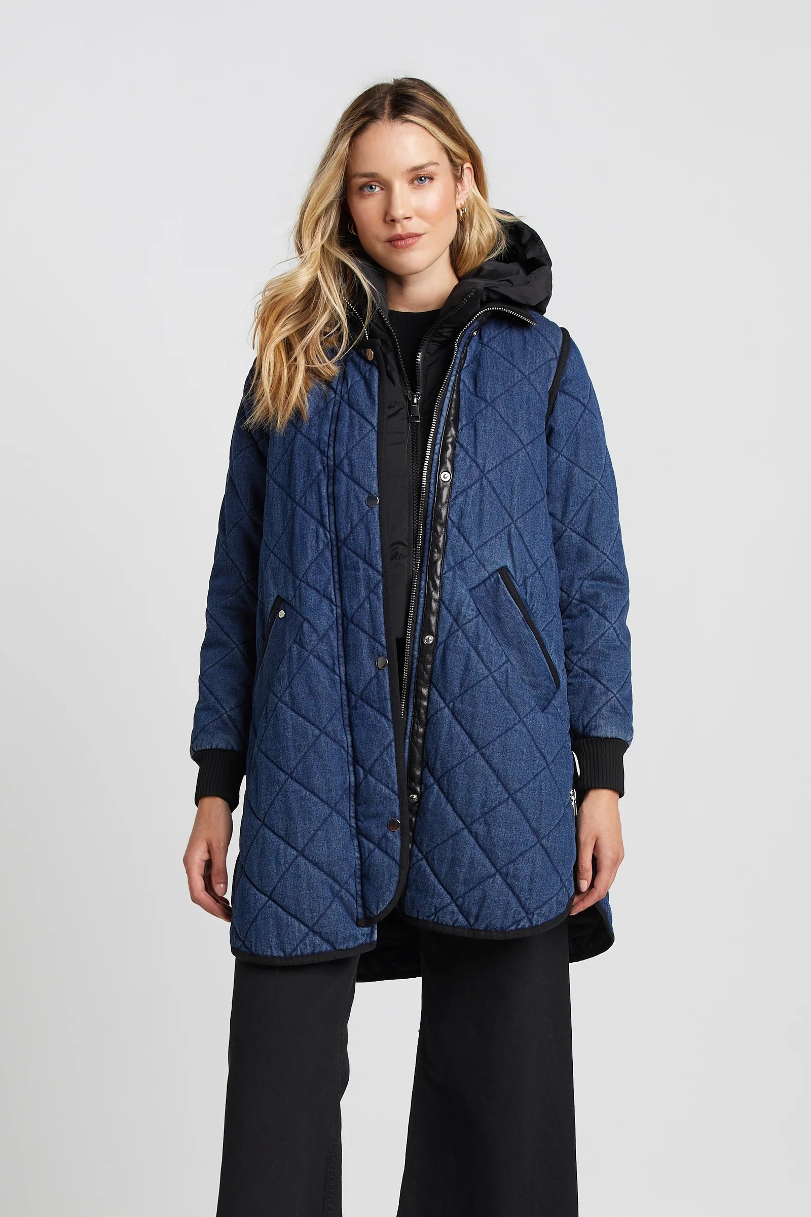 Adroit Atelier Libby Quilted Coat Plaid Checkered Coat