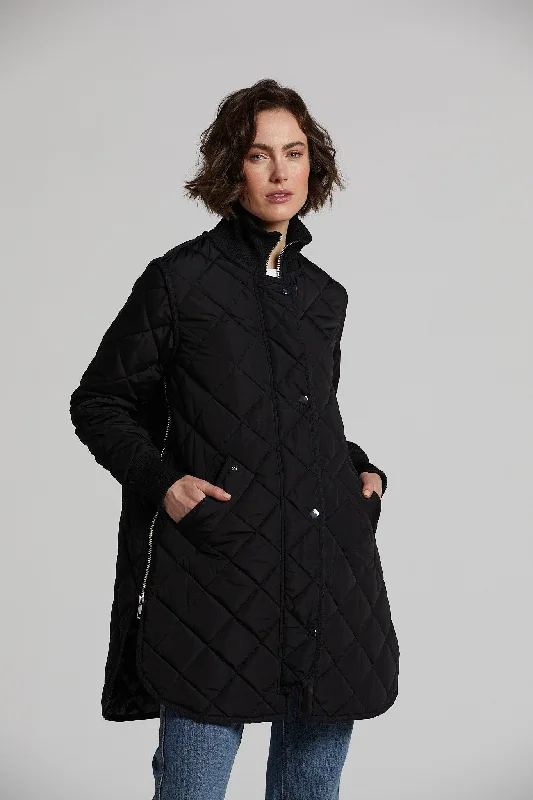 Adroit Atelier Libby Quilted Coat Belted Midi-Length Coat
