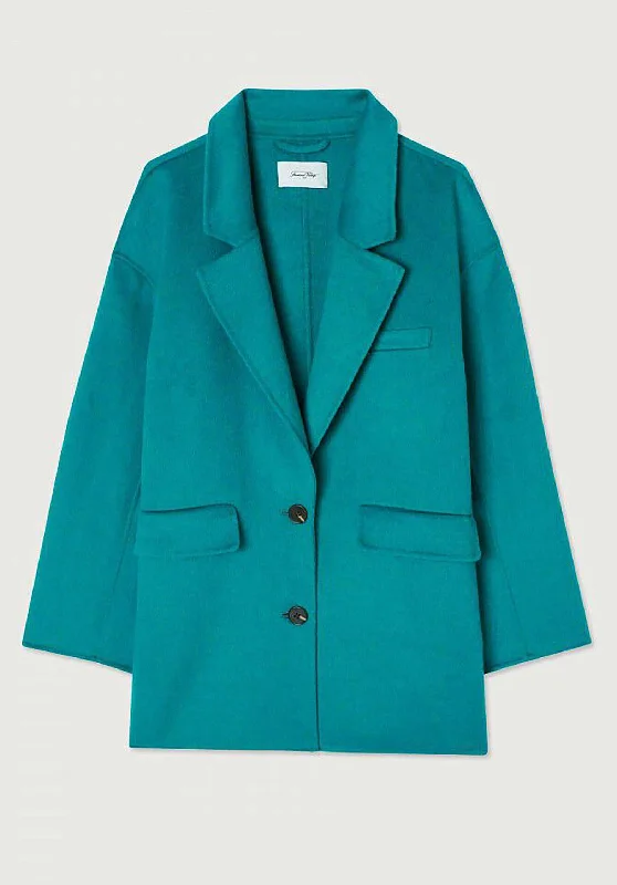 Coat Dado17lc Bleu-Canard Zipper Front Biker Jacket