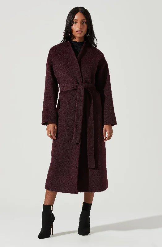 Berkley Tie Waist Coat Draped Collar Cardigan