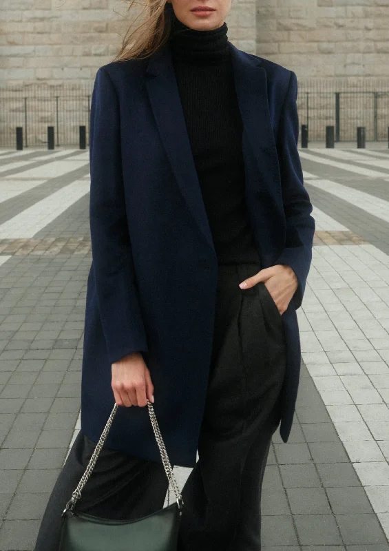 Blue Wool coat Ultra-Light Down Coat