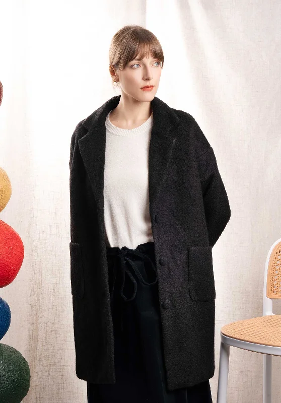 Coat 226029 Black Cozy Knitted Poncho
