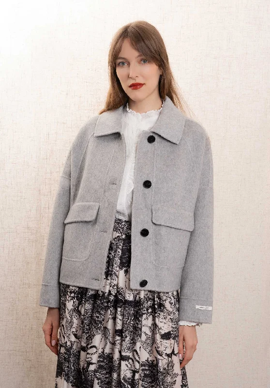 Coat Ys725 Gris Stretch Fit Moto Jacket
