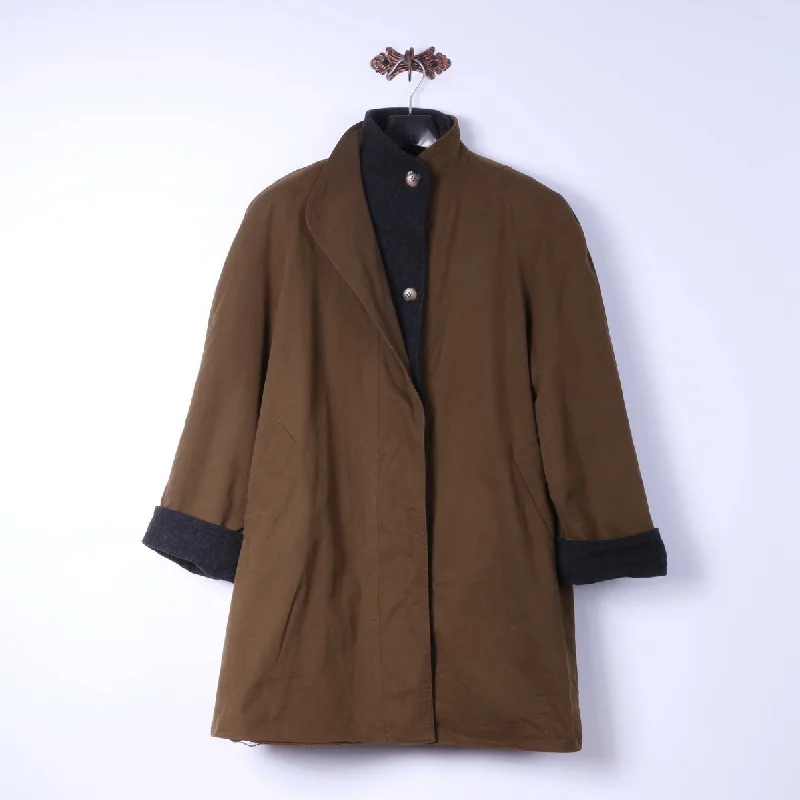 MILO Coats Womens 44 XXL Coat Brown Cotton Fleece Lined Shoulder Pads Classic Flowy Lightweight Kimono