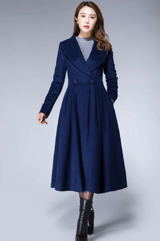 Wool Princess coat Vintage inspired Swing coat 1866# Embroidered Kimono Coat