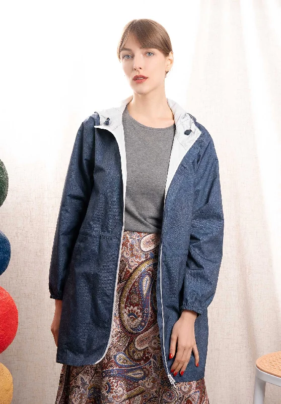 Coat Amelot Printed Denim Fur-Trimmed Winter Coat