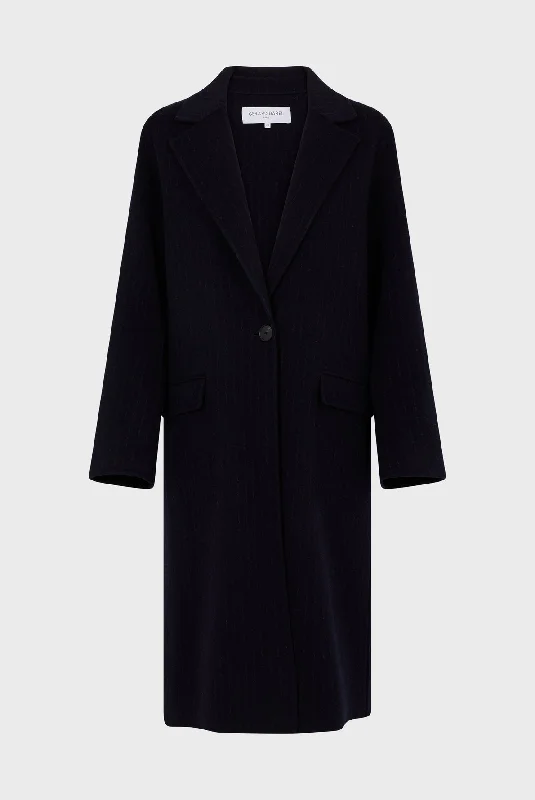 Coat Lassia Dam34a033 Navy Thick Layered Jacket