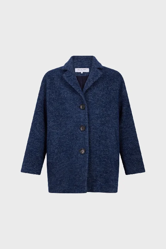 Coat Leda Dam61a043 Indigo Longline Wool Coat