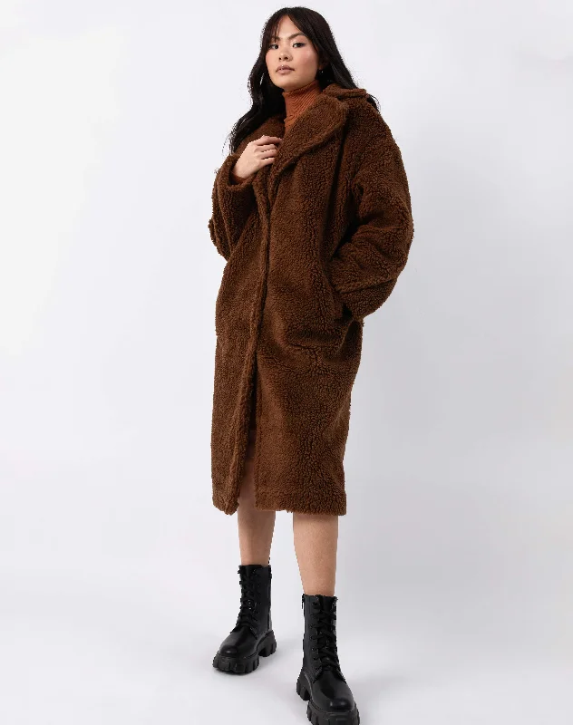 Oversized Teddy Coat in Brown | Gigi Classic Riding Jacket