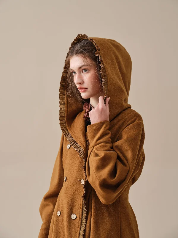 Jacques 25| long hooded victorian coat (100% wool) Quilted Hybrid Jacket