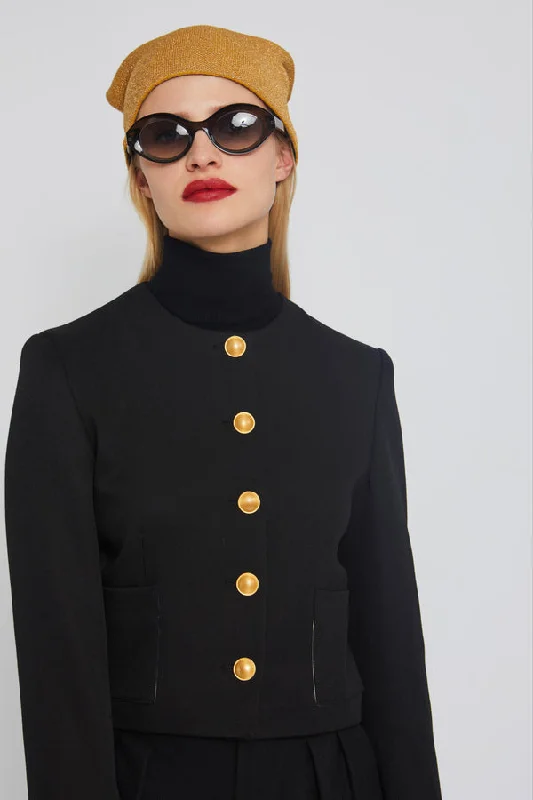 Coat Coco Black Drape Front Waterfall Coat