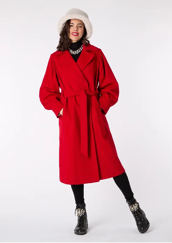 Luna Wool-Blend Coat - sizes XS, S, M, L Ruched Sleeve Blazer