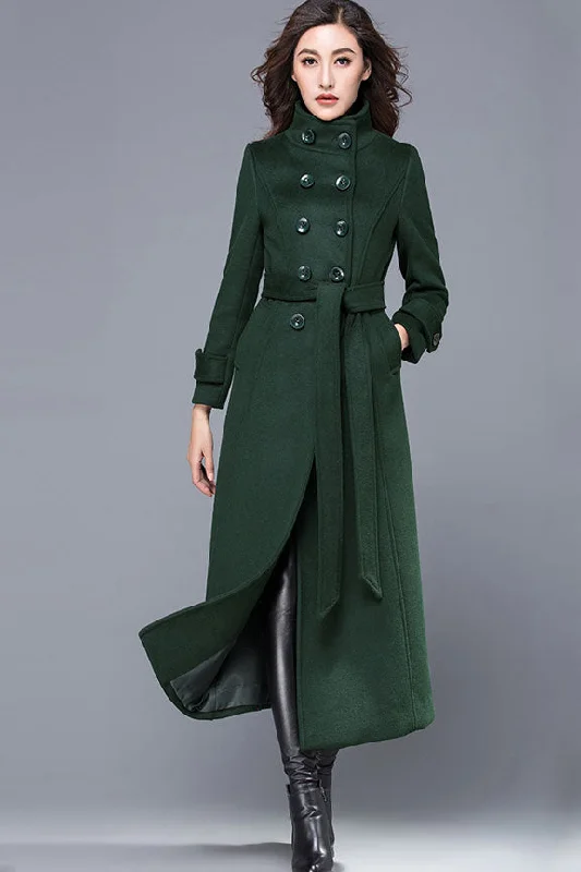Military Double breasted wool coat 2452# Adjustable Waist Parka