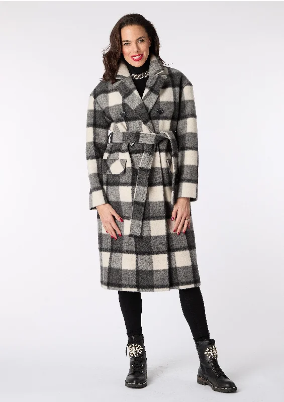 Nora Check Coat with Belt - size 12 Bold Color Block Coat