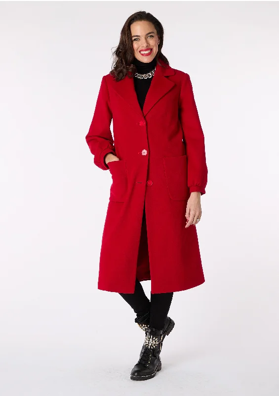 Rose Wool Blend Coat - size 10 Buttoned Peplum Coat
