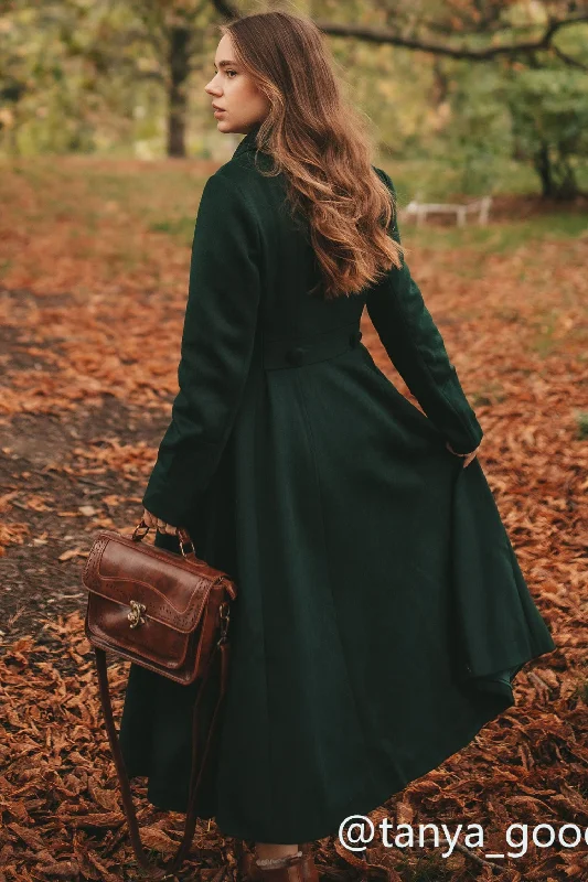 Vintage inspired Long wool coat women 3160 Luxe Faux Fur Coat