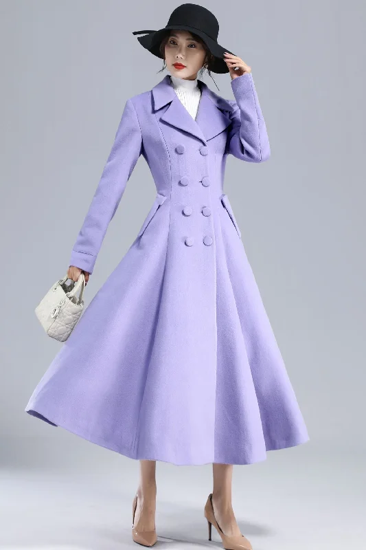 Vintage Inspired Purple Long Wool Princess Coat 3232 Waterproof Rain Jacket