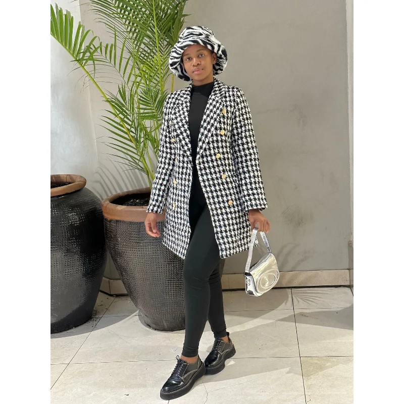 Vintage Plaid Coat Long Hooded Anorak