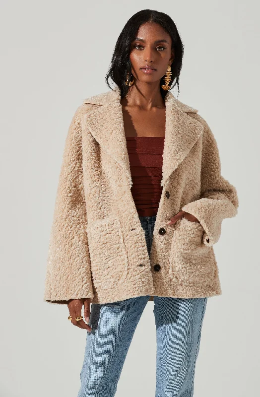 Willow Faux Shearling Coat Casual Open-Front Coat