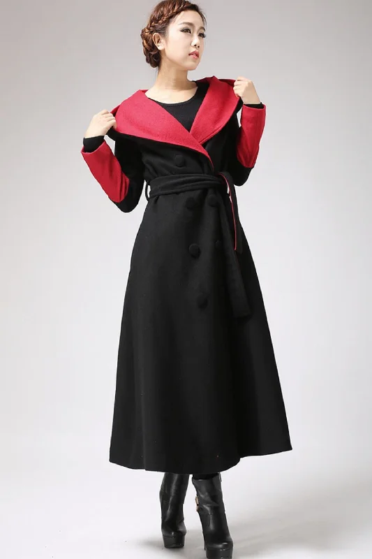 Winter Long Maxi Warm wool coat with Large Hood 0700# Warmth-Enhanced Parka