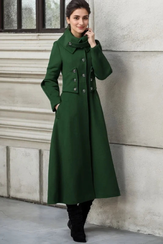 Military wool Coat for women, Elegant maxi long coat 1118# Cropped Tweed Jacket